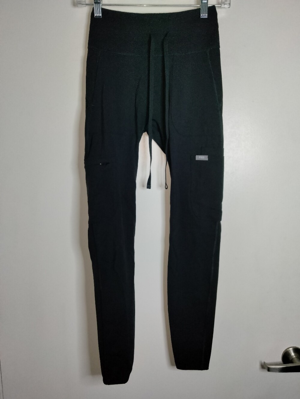 Figs (Size XS) Black Stretch Drawcord High Waisted Ashland Scrub Slim Leggings